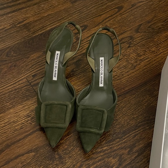 Manolo Blahnik Shoes - Manolo Blahnik Maysale Slingback olive green